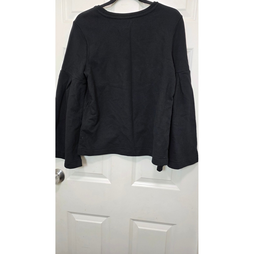 Banana Republic Bell Sleeve Sweatshirt Womens S Black Pleated Knit Pullover Grun - Picture 3 of 7